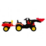 Veľký traktor Herman s prívesom a pedálmi 165 cm - červený